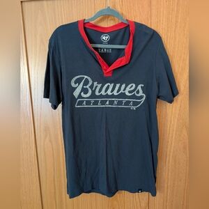 47 Women's Navy and Red Braves Shirt